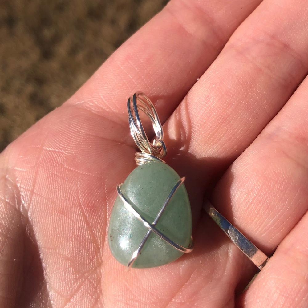 Green Aventurine wire wrapped pendant